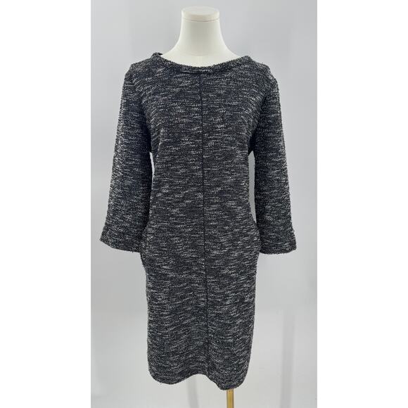 Banana Republic Black White Boucle Dress XL Long Sleeve Stretch Sheath - Picture 6 of 10